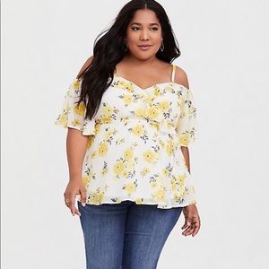 Torrid size 0x floral cold shoulder top